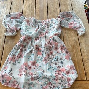 Socialite Floral Kids Dress - Pink and White